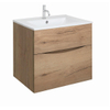 Crosswater Glide II Badmeubelset - 60x45x52cm - 2 lades - greeploos -Windsor - wastafel - kraangat - ice white - windsor oak (hout) SW890272