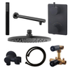 Adema Shower Set de douche à encastrer douche de tête 20cm avec bras mural complet Noir mat SW519684 Adema Shower Set de douche à encastrer douche de tête 20cm avec bras mural complet Noir mat SW519684