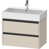 Duravit Ketho.2 Wastafelonderbouwkast - met 2 laden - 78.4x46x54.9cm - met grepen antraciet - taupe supermat SW772540