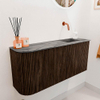 Mondiaz JOYA-DLUX 91.6cm toiletmeubel - ronding links kleur Walnut - Wastafel FAYE positie Rechts Zonder kraangat kleur Sombra. SW1424752
