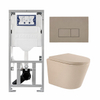 QeramiQ Dely Pack WC - 36,3x51,7cm - à fond creux - sans bride - réservoir encastré Geberit UP320 - abattant WC softclose 35 mm - plaque de déclenchement taupe - boutons rectangulaires - mat beige SW1236506