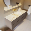 MONDIAZ VICA-DLUX Ensemble meuble de salle de bains - 130cm - meuble bas smoke - 2 tiroirs - lavabo encastré cloud au milieu - sans trous de robinet - version hauteur 60cm - frape SW1088950
