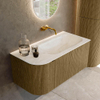 Mondiaz KURVE-DLUX Ensemble de meuble de salle de bains - 95x46x40cm - 1 tiroir - 1 porte - lavabo solid surface - droit - sans trou de robinet - Dusk SW1414986