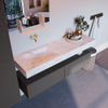 Mondiaz ALAN-DLUX Ensemble de meuble - 150cm - meuble Dark grey mat - 2 tiroirs - Lavabo Cloud Ostra suspendu - vasque Gauche - 0 trous de robinet SW807117