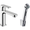 Hansgrohe Rebris S ensemble bidet avec mitigeur lavabo 1 trou 110 sans bonde avec douchette et flexible de douche 160cm chrome SW796572