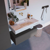 Mondiaz ALAN-DLUX Ensemble de meuble - 90cm - meuble Dark grey mat - 1 tiroir - Lavabo Cloud Frappe suspendu - vasque Centre - 0 trous de robinet SW804793