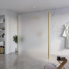 Fortifura Galeria Vrijstaande Inloopdouche - 160x200cm - glas mat - antikalk - 8mm veiligheidsglas - 2 zijwanden - 40cm - wandsteunen en hoekprofielen - PVD - geborsteld messing (goud) SW993166