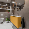 MONDIAZ TURE Toiletmeubel 120x23x50cm met 0 kraangaten 2 deuren ocher mat Wastafel Eden rechts Solid Surface Wit SW475079