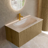 MONDIAZ KURVE-DLUX Meuble de salle de bains 90 cm couleur Dusk avec 1 tiroir et 0 porte. Lavabo BIG SMALL Central 1 trou de robinet Meli. SW1431879