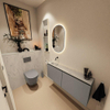 MONDIAZ TURE-DLUX Meuble toilette - 120cm - Smoke - EDEN - vasque Opalo - position gauche - sans trou de robinet SW1104640