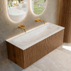 MONDIAZ KURVE-DLUX 120cm Meuble salle de bain - couleur Walnut - 1 tiroir - vasque BIG LARGE centre - sans trou de robinet - couleur Ostra SW1137857