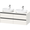 Duravit ketho meuble sous 2 lavabos avec plaque console et 4 tiroirs pour double lavabo 140x55x56.8cm avec poignées blanc anthracite super mat SW772755
