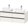 Duravit Ketho.2 Wastafelonderbouwkast - inclusief consoleplaat - met 4 laden - voor dubbele waskommen - 140x55x56.8cm - met handgrepen antraciet - wit supermat SW772755
