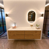 Mondiaz CIRO-DLUX Badkamermeubelset - 180x45x50cm - Solid surface wastafel Opalo - 1 wasbak Rechts - zonder kraangaten - 4 lades - Oak SW1531061