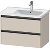 Duravit Ketho 2 meuble bas sous lavabo avec 2 tiroirs pour vasque à droite 78.4x45.5x54.9cm avec poignées anthracite taupe mat SW772289
