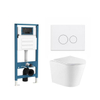 QeramiQ Dely Ensemble de WC - réservoir encastré Qeramiq Flush - abattant slim - plaque de commande blanche mate en métal - boutons ronds - blanc brillant SW1579157