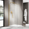 Fortifura Galeria Paroi de douche à l'italienne - 110x200cm - paroi vitrée arrondie - gauche - verre cannelé - barre de fixation murale - laiton brossé PVD (Or) SW1420756