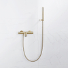 Fortifura Calvi Thermostatische badkraan - met staafhanddouche handdouchehouder en - metalen doucheslang - PVD - geborsteld messing (goud) SW811969