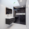 MONDIAZ VICA Ensemble de meuble salle de bain - 120cm - 2 tiroirs - lavabo Moon double - 0 trous de robinet - solid surface gris foncé SW409791