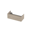INK Wastafelonderkast - 100x45x35cm - 1 lade - greeploos - met houten keerlijst - MFC - Ivoor eiken SW798512