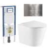 QeramiQ Dely Toiletset - 36.3x51.7cm - diepspoel - rimless - Geberit UP720 inbouwreservoir - softclose toiletzitting - steel bedieningsplaat - rechtehoekige knoppen - wit mat SW1428758