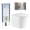 QeramiQ Dely Toiletset - 36.3x51.7cm - diepspoel - rimless - Geberit UP720 inbouwreservoir - softclose toiletzitting - steel bedieningsplaat - ronde knoppen - met Burda frame - glans wit SW1428320