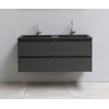 Basic Bella Meuble avec lavabo acrylique noir avec 2 trous de robinet 120x55x46cm Flat Pack Anthracite mat SW538710