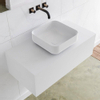 Mondiaz Lagom Meuble salle de bains 90x30.9x45cm Solid Surface Talc 1 tiroir avec lavabo BINX vasque à poser Centre sans trous de robinet SW409076