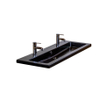 HR badmeubelen Djazz Lavabo - 121x45.5x4cm - 2 trous de robinet - 1 bassin - céramique noir mat SW235625