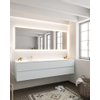 Mondiaz VICA ensemble de meuble de salle de bain - 200cm - meuble sous-vasque argile - 4 tiroirs - lavabo lune gauche - 1 trou de robinet - miroir LED - version XL 60cm de haut SW1097922