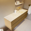 Mondiaz VICA-DLUX ensemble de meuble de salle de bain - 150cm - meuble sous-vasque oro - 4 tiroirs - lavabo encastré cloud droite - sans trous de robinet - miroir modèle spot - version XL 60cm de haut - ostra SW1098424