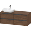 Duravit Ketho.2 Wastafelonderbouwkast - inclusief consoleplaat - met 4 laden - voor waskom links - 140x55x56.8cm - met handgrepen antraciet - donker noten mat SW771983