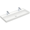 Villeroy & Boch Collaro lavabo meuble - 120x47cm - sans trop-plein 2 trous de robinet en stone white SW358331