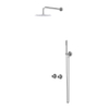 IVY Bond Ensemble de douche pluie - encastrable - symétrie - inverseur 2 voies avec arrêt - bras mural 40 cm - pomme de douche medium 20 cm - barre curseur avec sortie - flexible de douche 150 cm - douchette satin spray - Chrome SW1033348