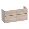 BRAUER Delight meuble de salle de bains sous-vasque - 120x46x60cm - 4 tiroirs softclose - sans poignée - 2 découpes pour siphon - chêne massif - lattes en chêne blanc SW523046