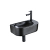 QeramiQ Fuente pack lave-mains – demi-rond – 40 x 21,5 x 12 cm – perçage à droite – robinet noir mat SW1232796