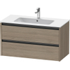 Duravit Ketho 2 meuble sous-lavabo avec 2 tiroirs 101x48x55cm avec poignées chêne anthracite terra mat SW771818