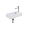 QeramiQ Fuente fonteinset – 37.5x18.5x9 cm – keramiek wit glans – kraangat rechts – kraan geborsteld RVS SW1232744