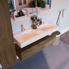 Mondiaz ALAN-DLUX Meuble de salle de bains 130cm sous-meuble Mocha 1 tiroir. Lavabo suspendu CLOUD double 2 trous de robinet, couleur Ostra. SW1176995