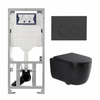 QeramiQ Dely Swirl Ensemble WC - 36.3x51.7cm - réservoir encastré Geberit UP320 - avec cadre Burda - abattant 35mm - plaque de commande anthracite mat - boutons ronds - noir mat SW1164776