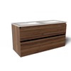 Saniclass Vita Meuble de salle de bain - 120x60x46cm -2 tiroirs - sans poignée - 2 vasques - 2 trous de robinet - trop-plein - céramique - noyer SW1439486