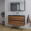 Adema Industrial 2.0 ensemble de meubles de salle de bain 100x45x55cm 1 lavabo en céramique noir 1 trou de robinetterie noir armoire de toilette bois/noir SW857197