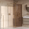 BRAUER Oblivion Inloopdouche - 100x200cm - 30 cm zijwand - glascoating - brons glas - geborsteld goud PVD SW1417908