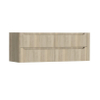 H&R Badmeubelen Juice Wastafelonderkast - 140x45x50cm - rechterhoek afgerond - 4 lades - geïntegreerde greep - French oak SW1490195