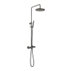 Hotbath Cobber Thermostatische regendoucheset - met 30cm ronde hoofddouche staafhanddouche - mat/glans verouderd ijzer (zwart) SW440497