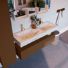 Mondiaz ALAN-DLUX Ensemble de meuble - 130cm - meuble Rust mat - 1 tiroir - Lavabo Cloud Frappe suspendu - vasque Gauche et droite - 2 trous de robinet SW805452