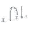Grohe Atrio Partie de finition pour robinet bain sur gorge 5 trous avec inverseur, douchette et flexible 200cm avec poignées croix chrome SW225253 Grohe Atrio Partie de finition pour robinet bain sur gorge 5 trous avec inverseur, douchette et flexible 200cm avec poignées croix chrome SW225253