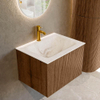 MONDIAZ KURVE-DLUX 60cm Meuble salle de bain - couleur Walnut - 1 tiroir - vasque CLOUD centre - 1 trou de robinet - couleur Frappe SW1137443