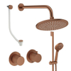 Crosswater Module Ensemble de douche de pluie encastré - 2 poignées - vidage de baignoire - pomme de douche 30cm - douchette - barre de douche - bras mural - bronze brossé SW1472429