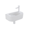Fugaflow Efficiente Pietra Ensemble de fontaine - 40x21,5x12cm - droite - lisse - demi-rond - 1 trou de robinet - céramique - robinet de fontaine blanc mat - bouchon de vidange - siphon abaissé - blanc mat SW1442364